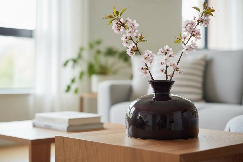 Black and red table vase